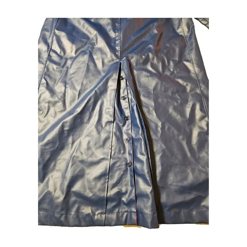 Vintage RARE Ralph‎ Lauren Blue Rubberized Canvas Trench Coat Saling 80s Adult M